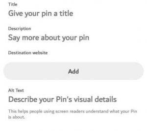 new description and hashtags on pins